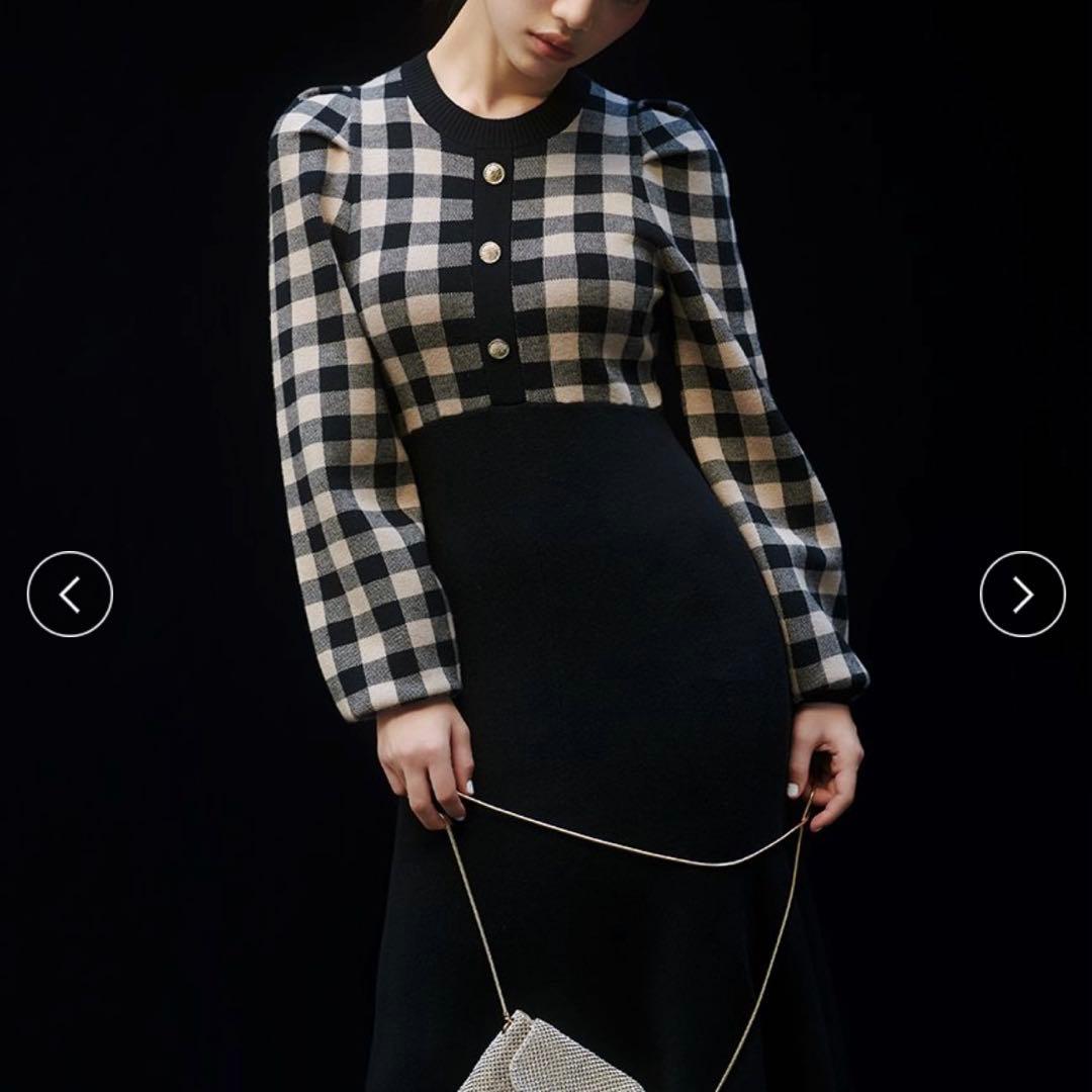 SNIDEL 【USAGI ONLINE限定】チェックニットワンピース