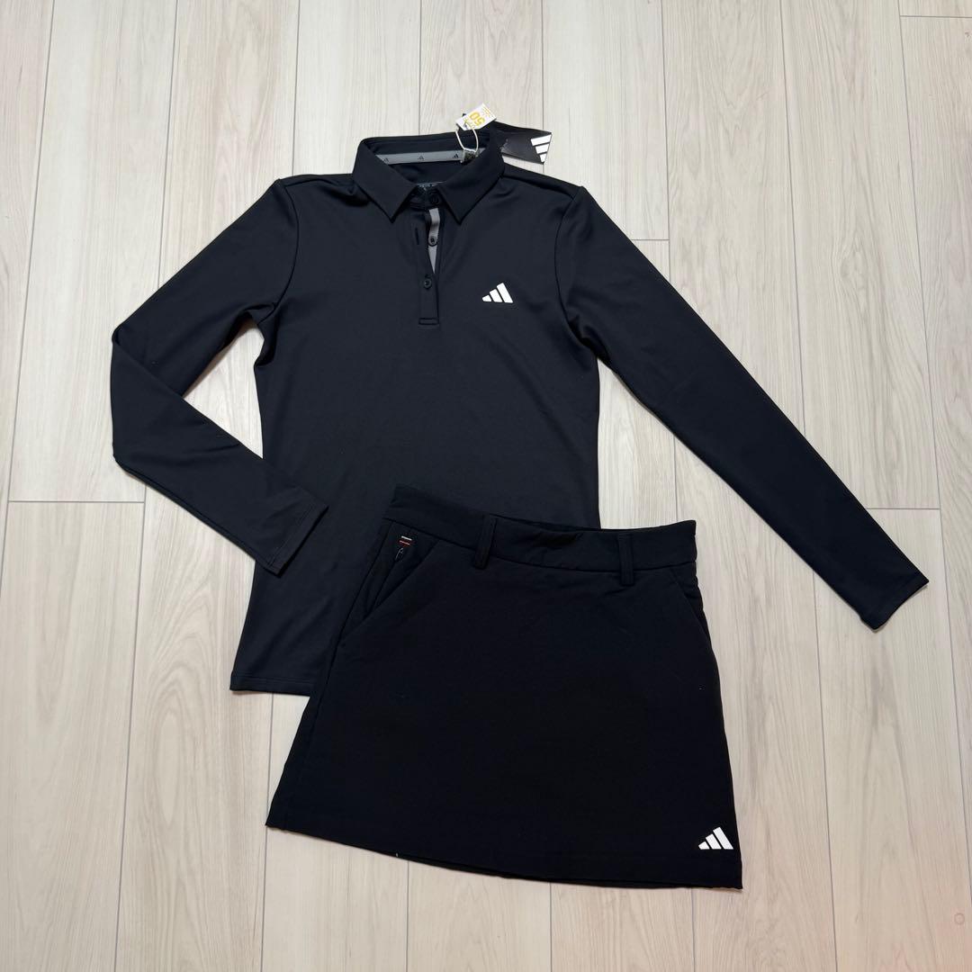 アディダス セットアップ 長袖 裏起毛 スカート 秋冬 かわいい S ブラック