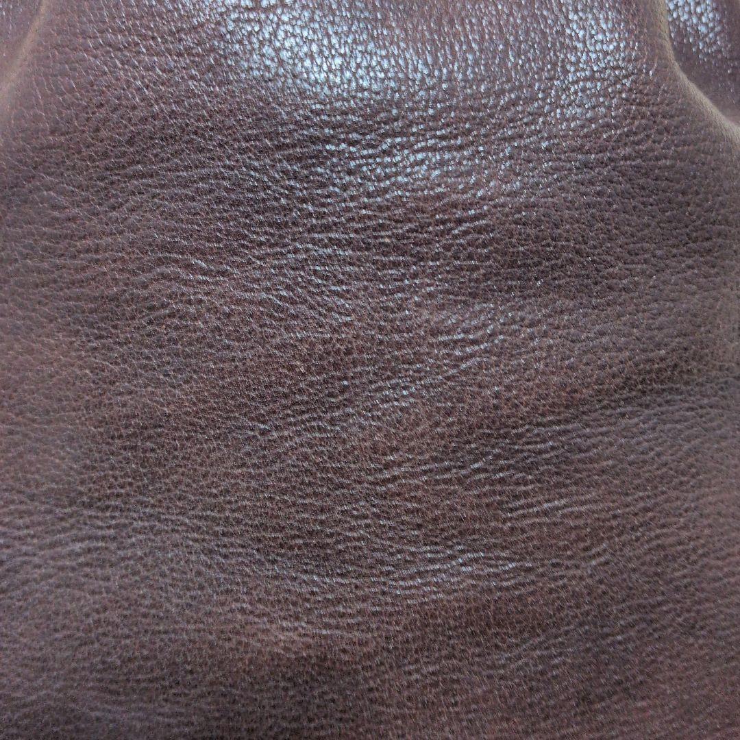 レザー　巾着バッグ　ブラウン