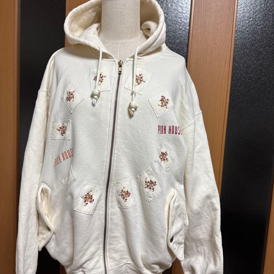 ピンクハウス　ジップホワイトパーカー　Lサイズ 貴重　レア　美品