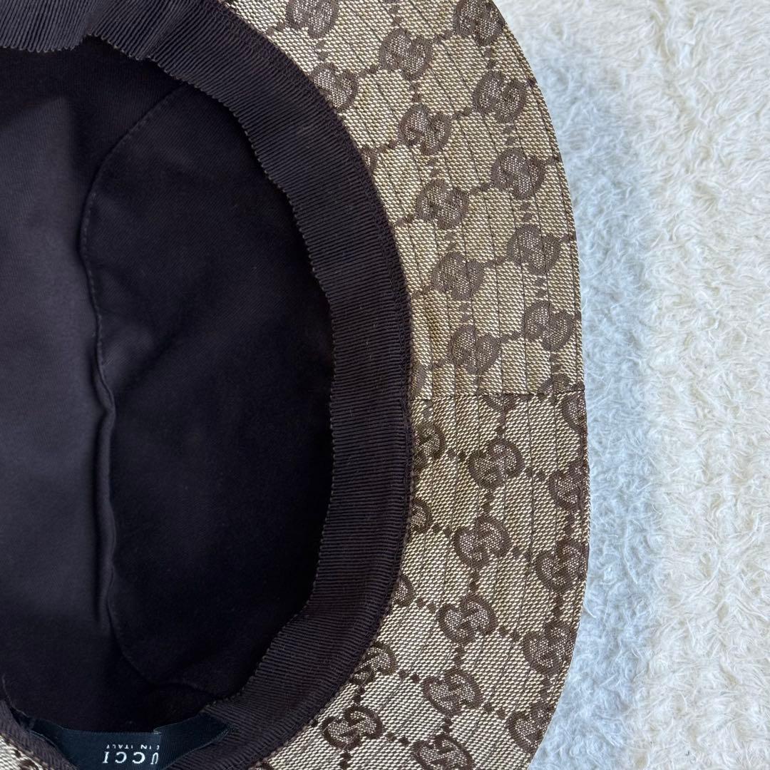 美品 GUCCI バケットハット GGキャンバス シェリーライン Lサイズ