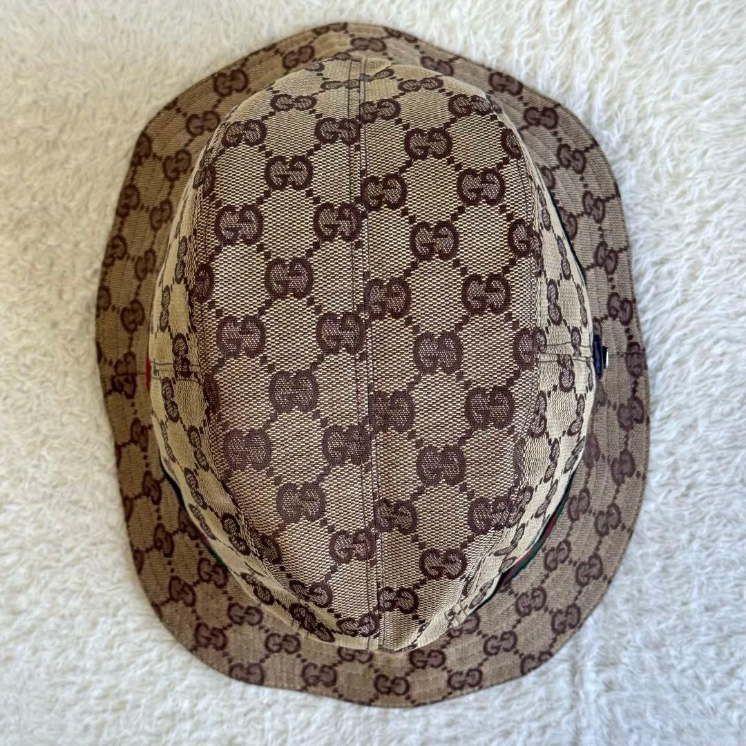 美品 GUCCI バケットハット GGキャンバス シェリーライン Lサイズ