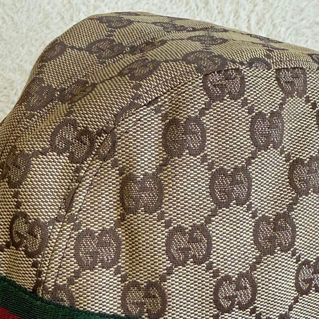 美品 GUCCI バケットハット GGキャンバス シェリーライン Lサイズ