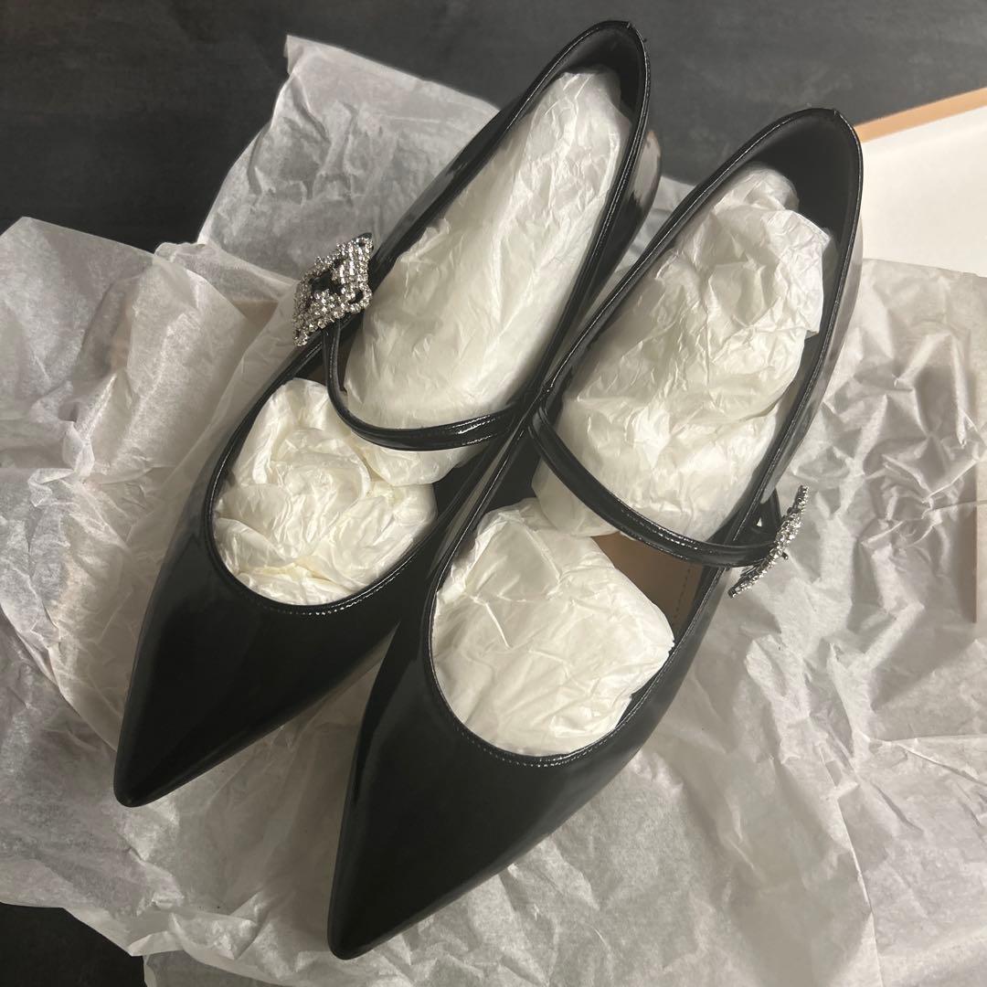 【最終価格新品】OHGA☆メリージェーン　フラットシューズ　ブラック　サイズ24