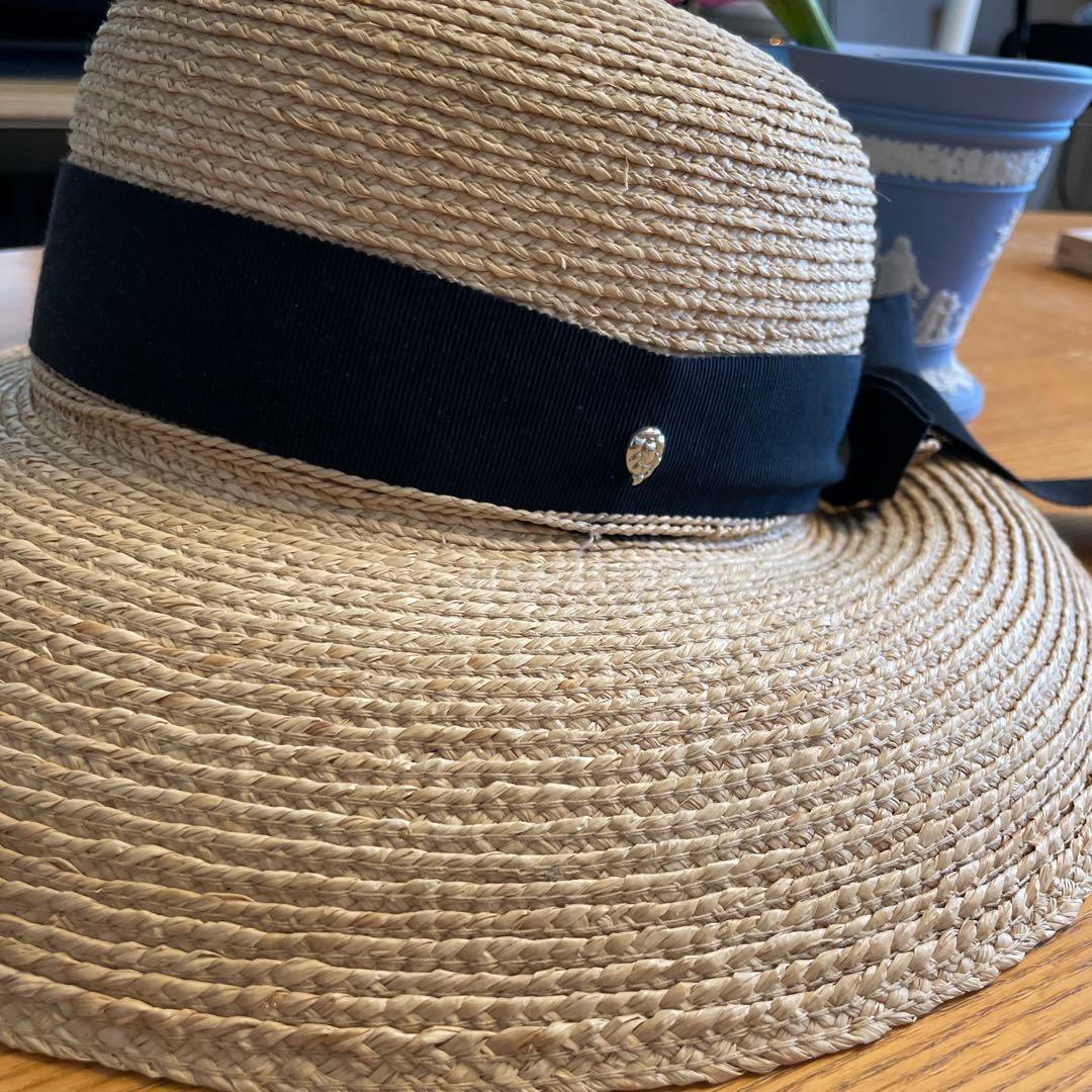 HELEN KAMINSKI ヘレンカミンスキー ラフィア ハット 黒リボン付き