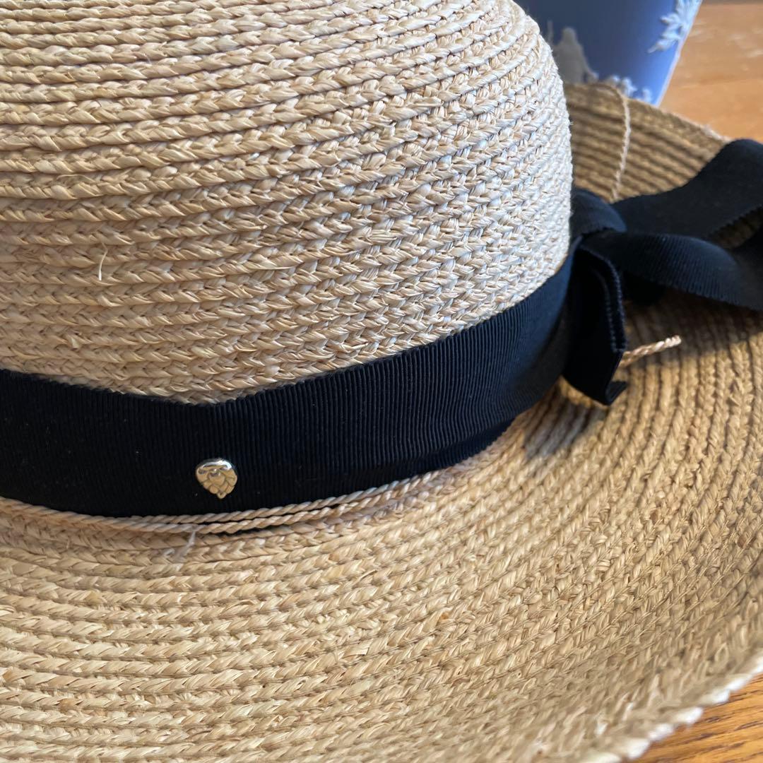 HELEN KAMINSKI ヘレンカミンスキー ラフィア ハット 黒リボン付き