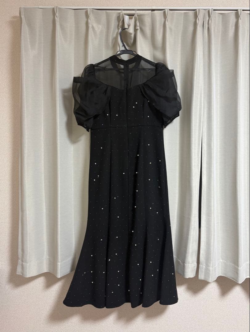 LEJA パールビジューオーガンジーレースマーメイドドレス　ブラック　M