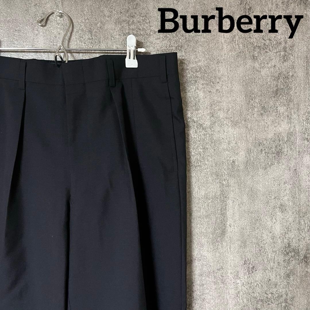 極美品 Burberry バーバリー 通年 ウール ワイドスラックス パンツ