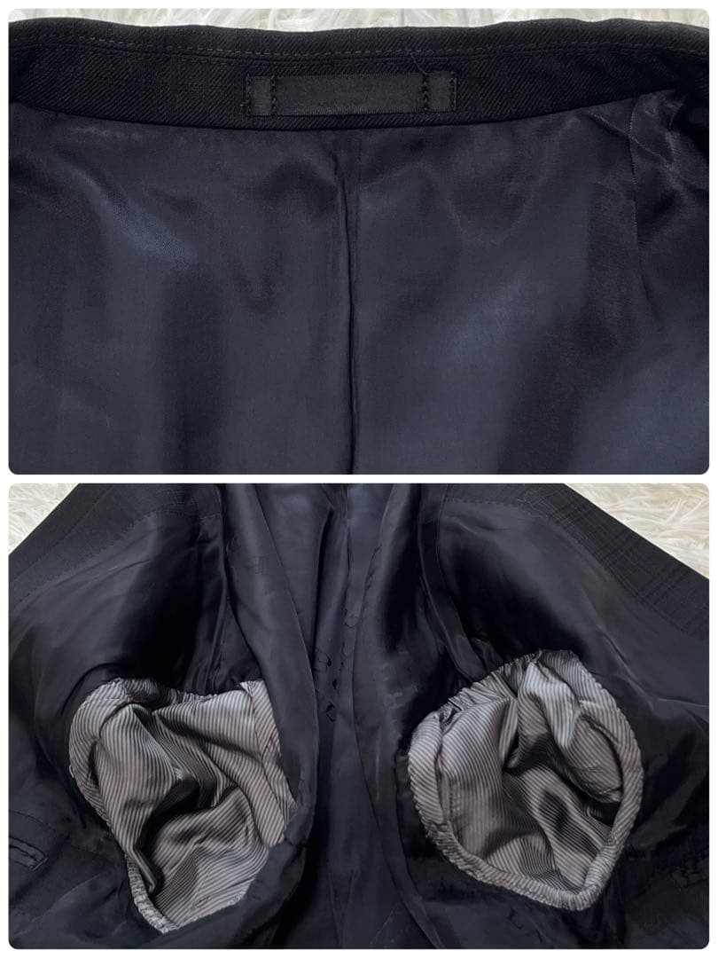 BURBERRYBLACK LABEL スーツ チェック メリノウール 黒