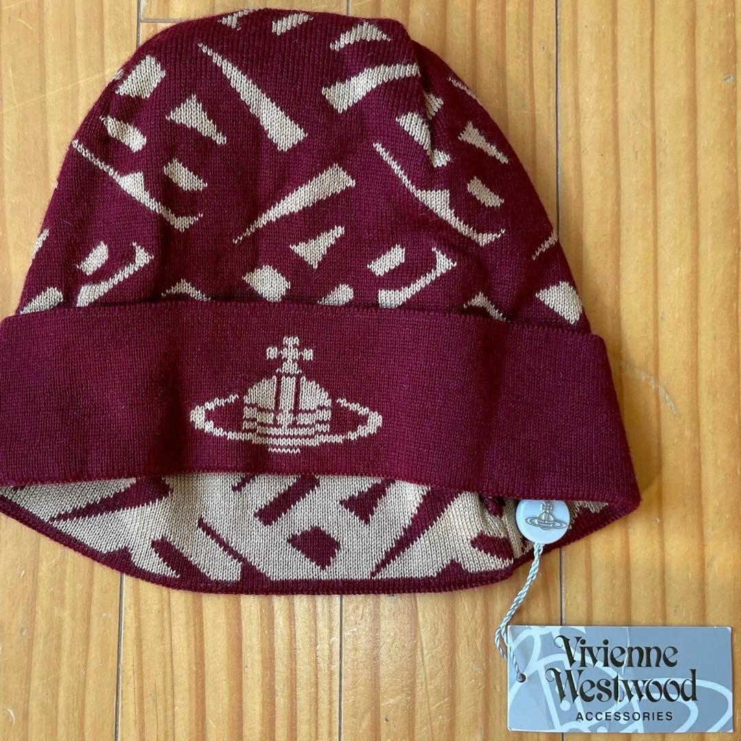 ね*こ様 【新品・未使用】ヴィヴィアン　ニット帽　ビーニー　ロゴ付き