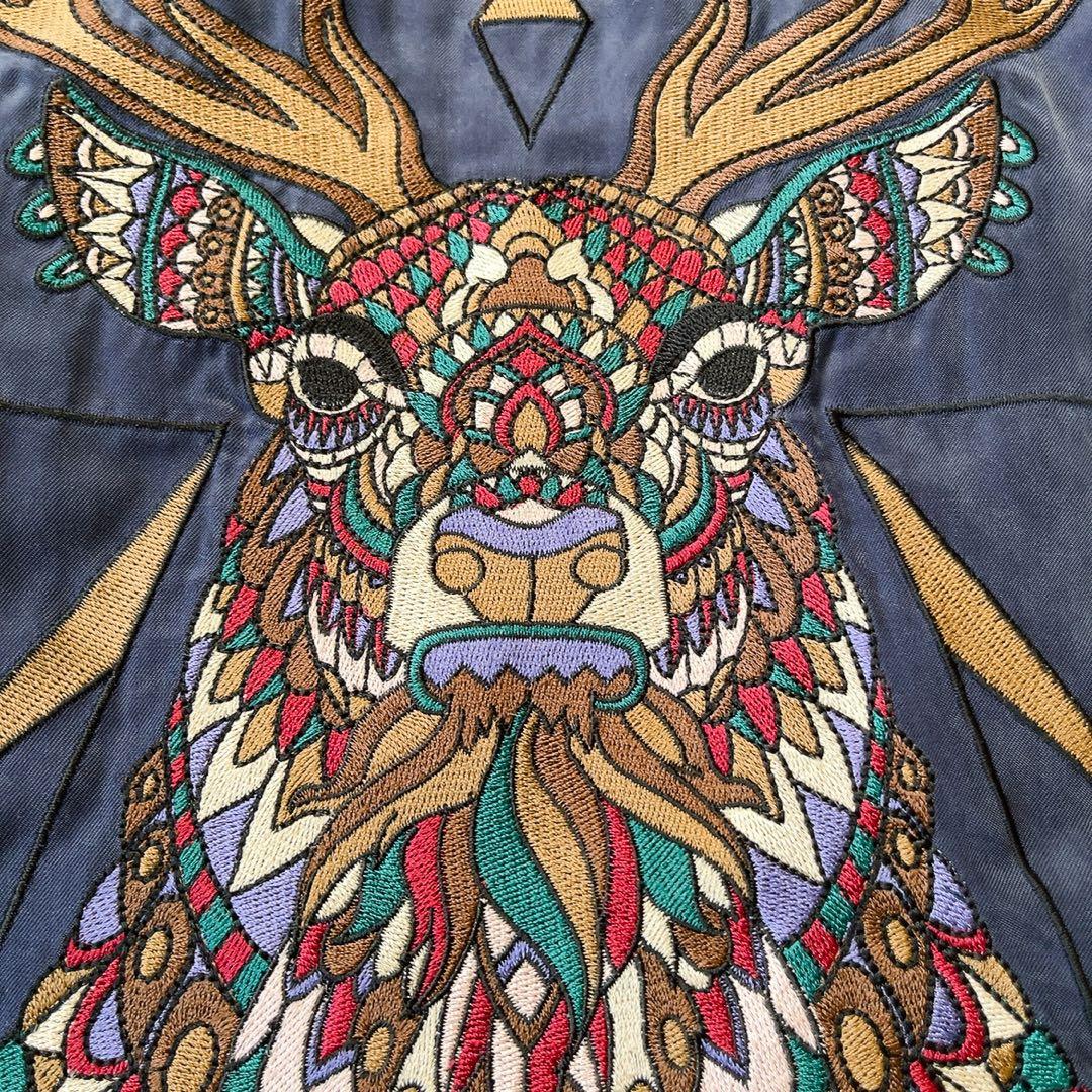 アウラ　AULA スカジャン　ビッグ刺繍　　大鹿　月　星　ネイビー　アウター