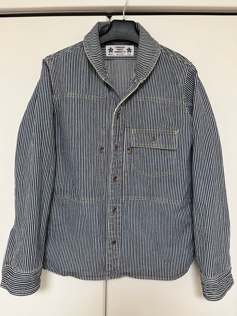 SAMURAI JEANS ヒッコリーカバーオールシャツ S