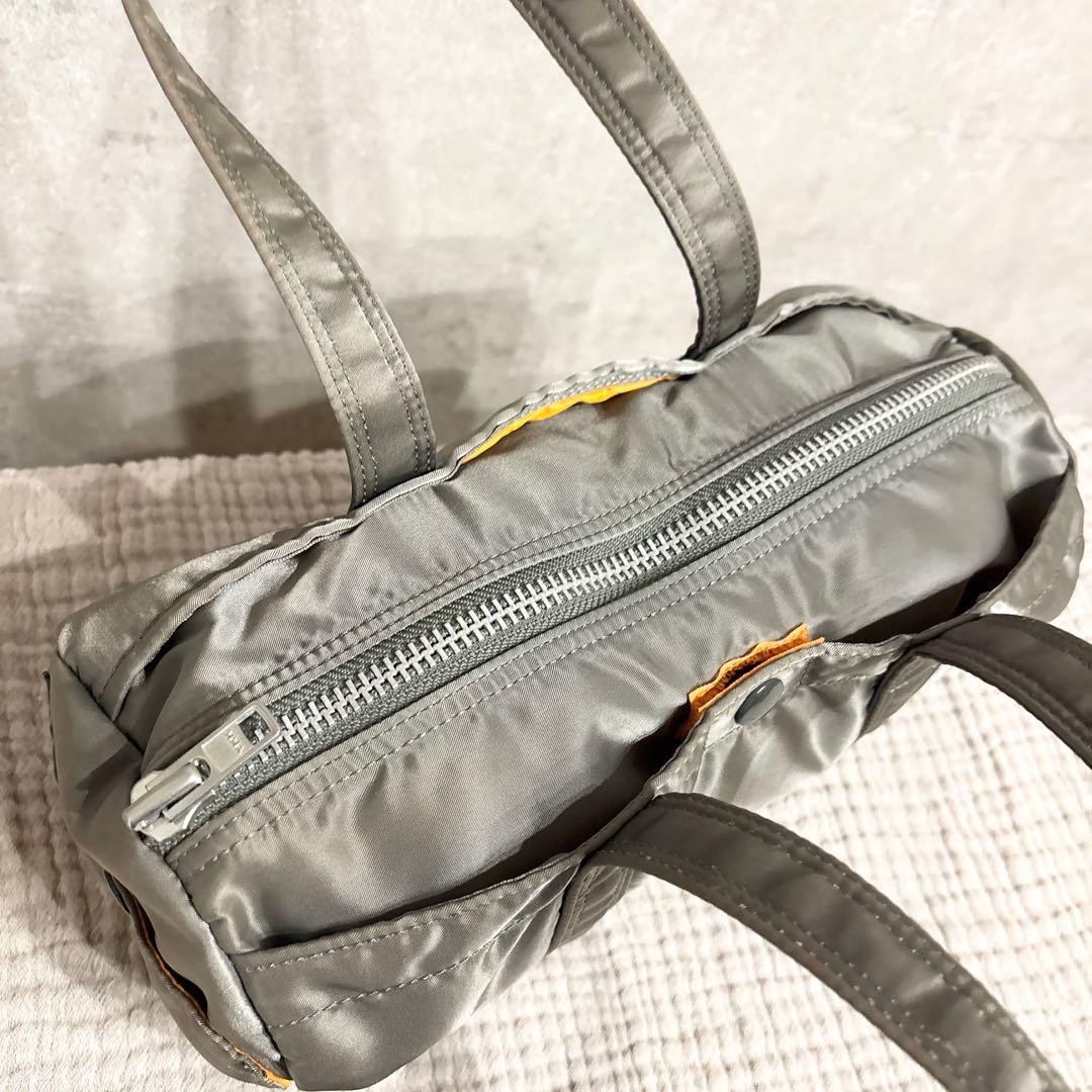 美品 ポーター タンカー ドラムバッグ ミニボストン グレー