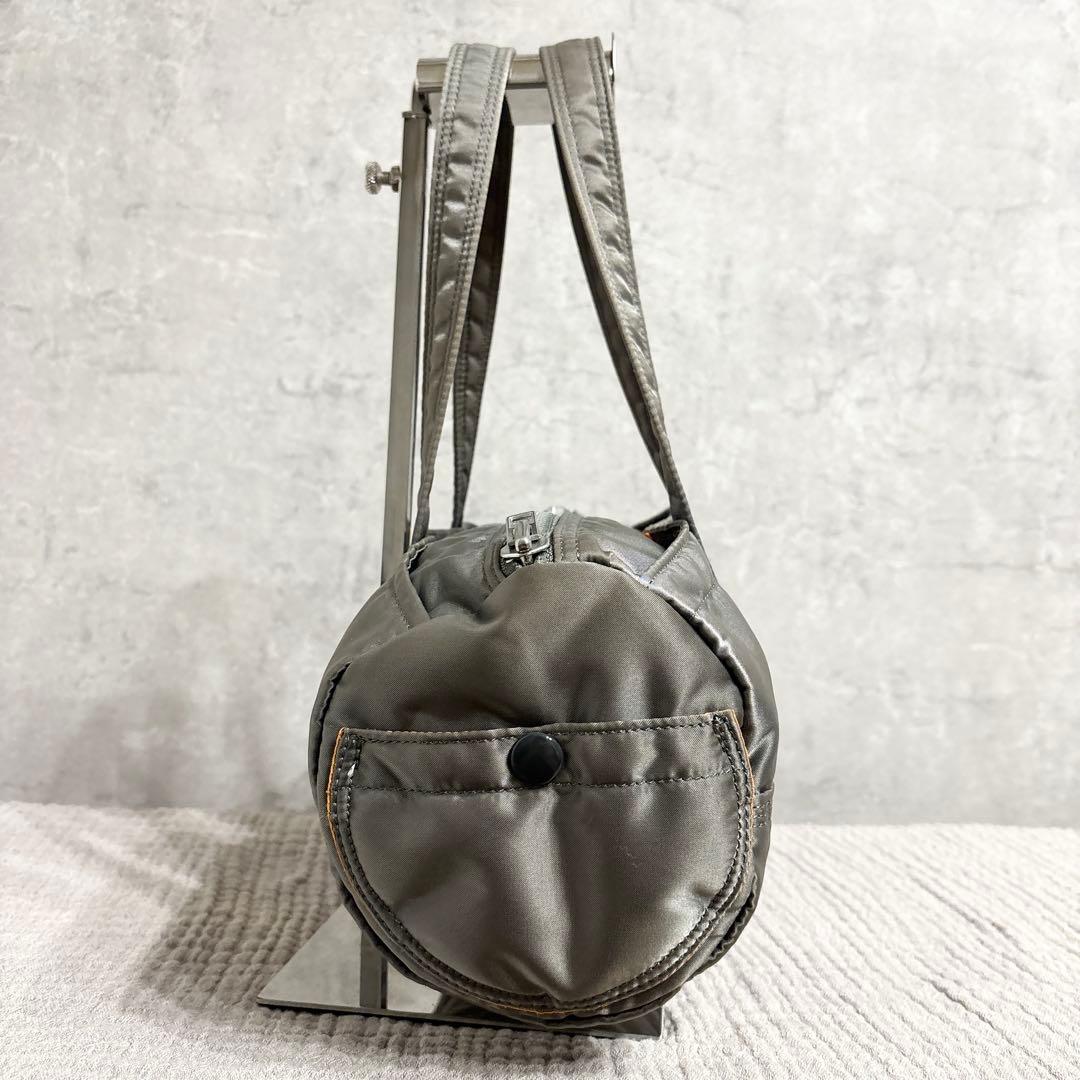 美品 ポーター タンカー ドラムバッグ ミニボストン グレー