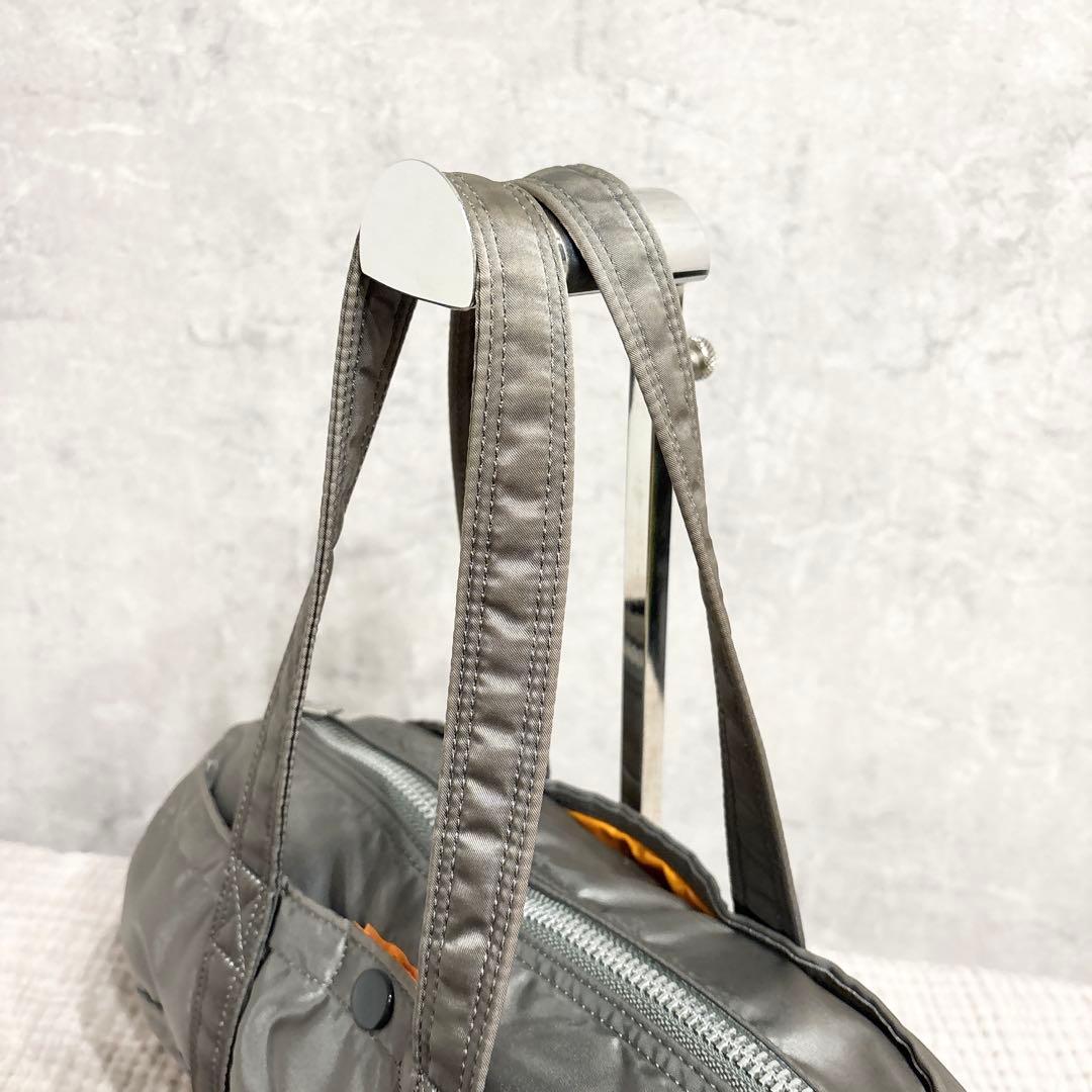 美品 ポーター タンカー ドラムバッグ ミニボストン グレー