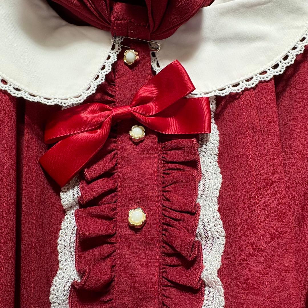 ロリータワンピース ウエストリボン 銀ボタン ゴスロリ かわいい