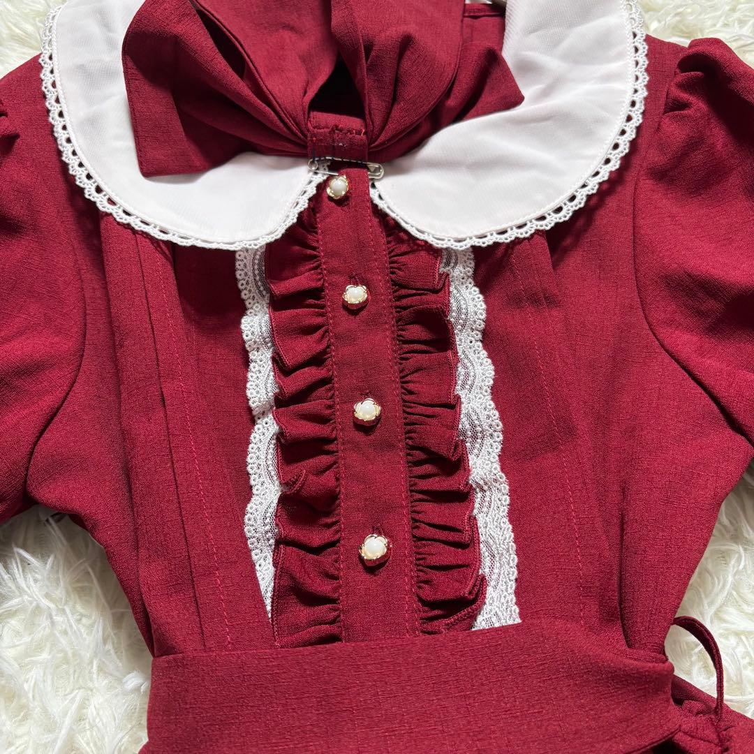 ロリータワンピース ウエストリボン 銀ボタン ゴスロリ かわいい