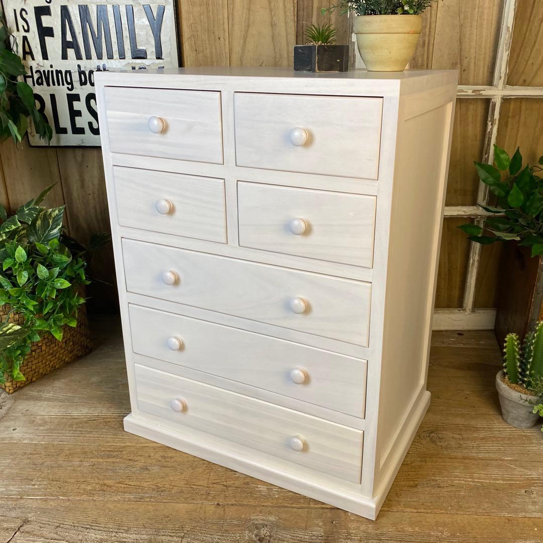 大幅値下げセール中！木製多引き出し桐チェストタンスDホワイト48㎝×65㎝縦長