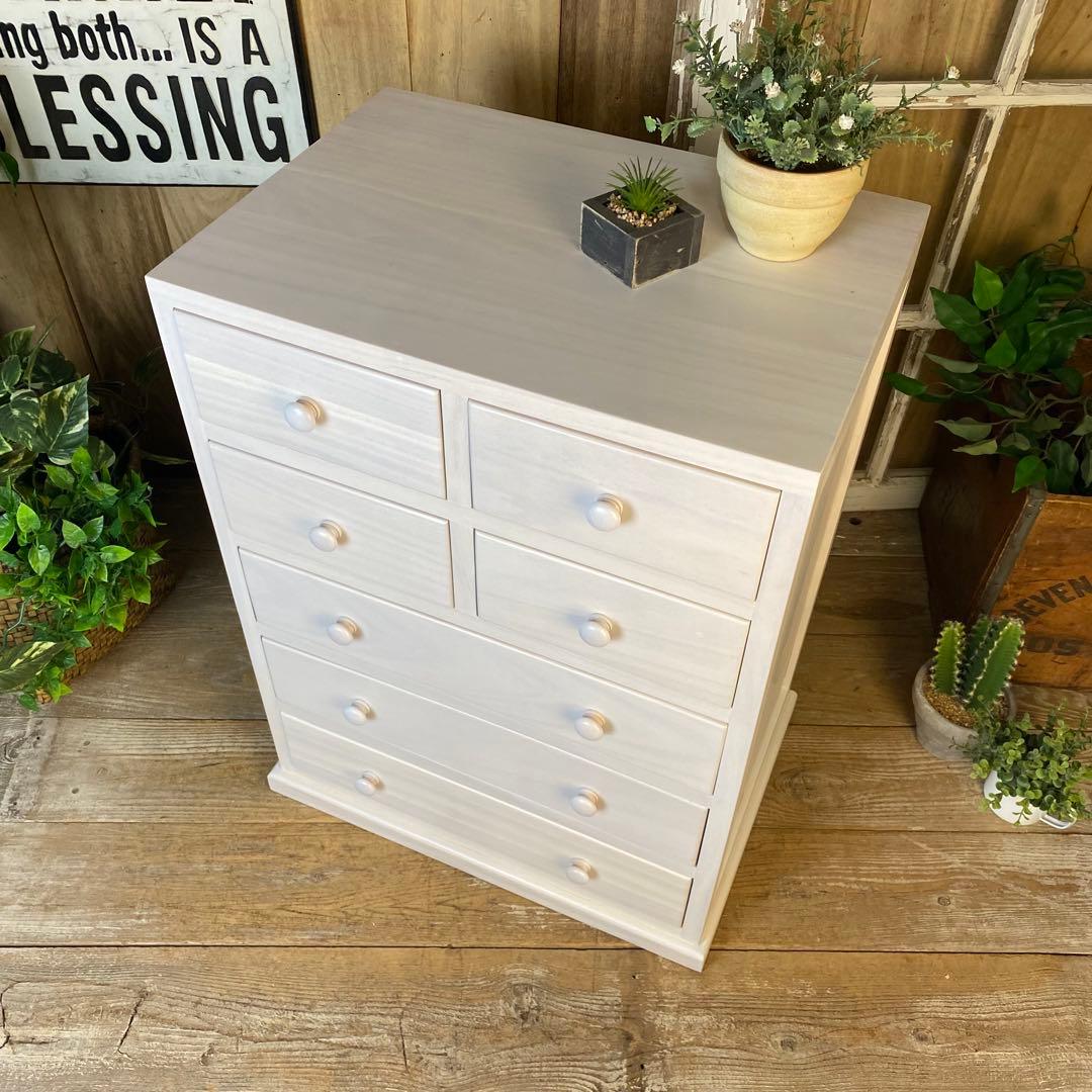 大幅値下げセール中！木製多引き出し桐チェストタンスDホワイト48㎝×65㎝縦長