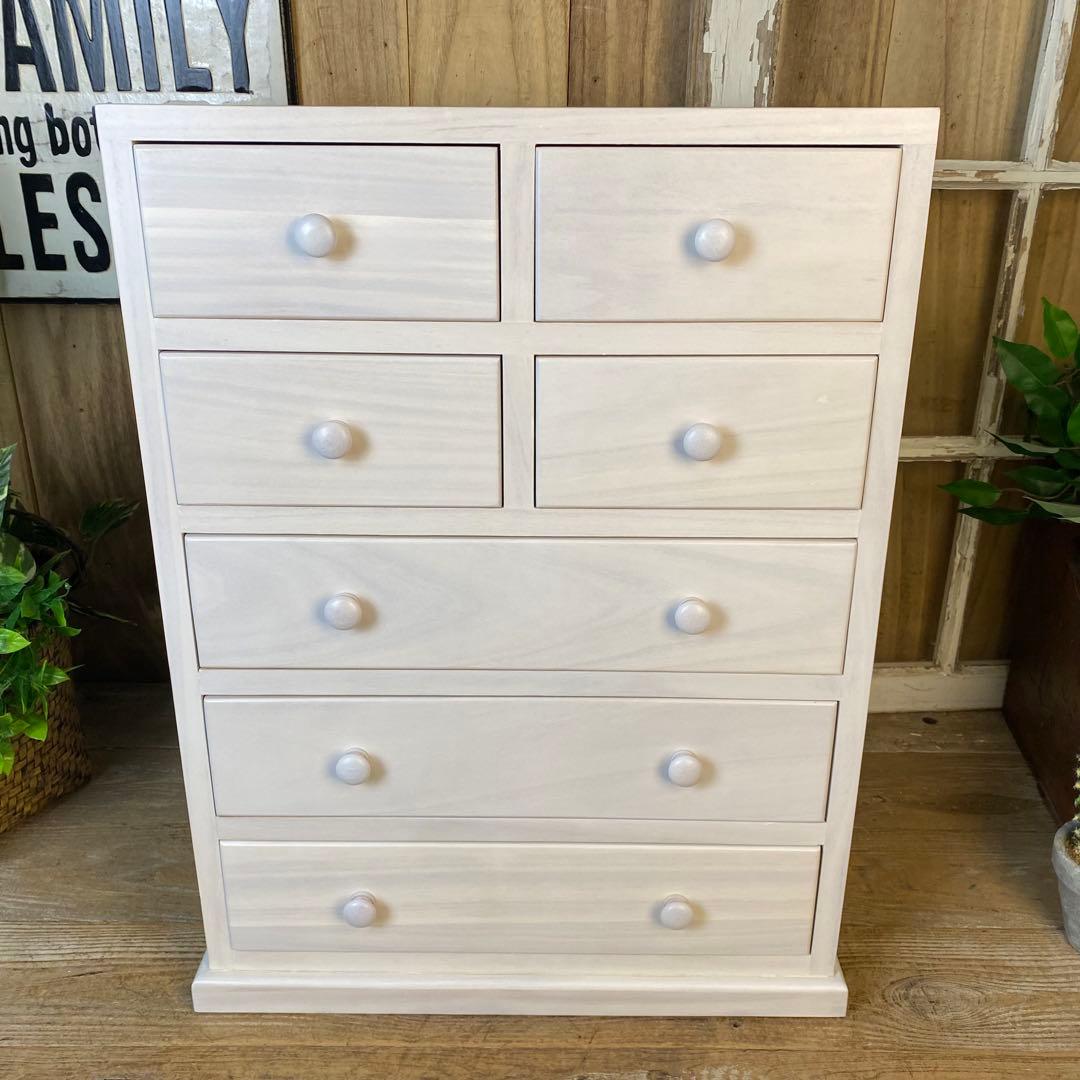 大幅値下げセール中！木製多引き出し桐チェストタンスDホワイト48㎝×65㎝縦長