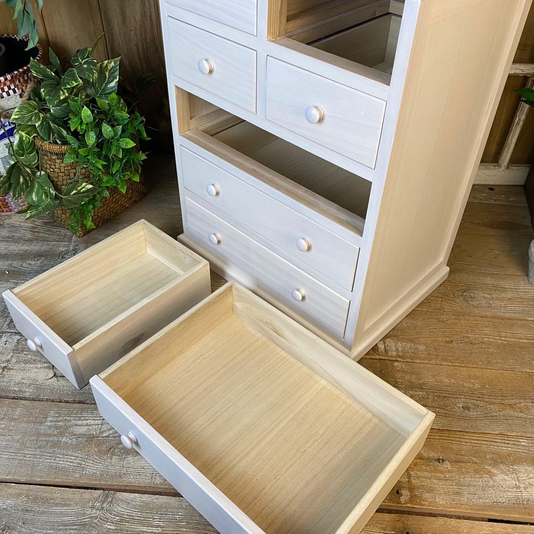 大幅値下げセール中！木製多引き出し桐チェストタンスDホワイト48㎝×65㎝縦長