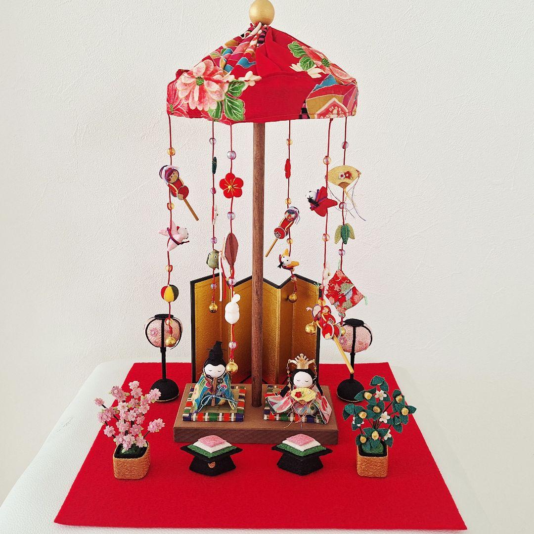 ◆美品◆龍虎堂◆卓上吊るし輪かざり◆わらべ雛◆ちりめん細工◆
