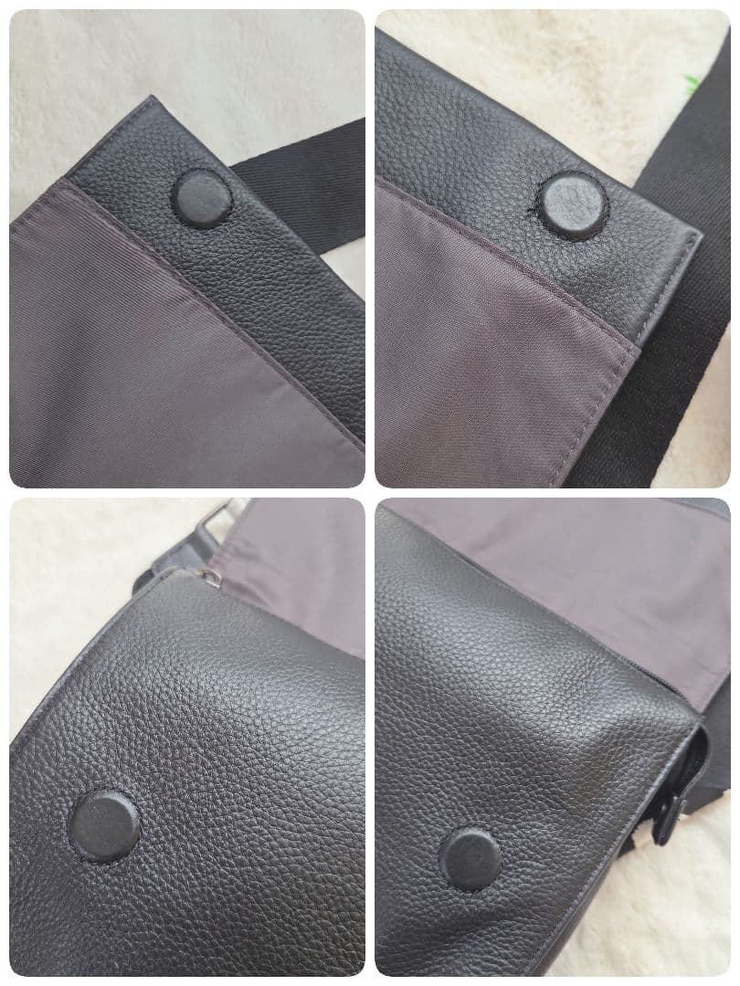 イアパピヨネ 柄ワイドテープショルダーバッグ　ダルメシアン ボディバッグ 黒