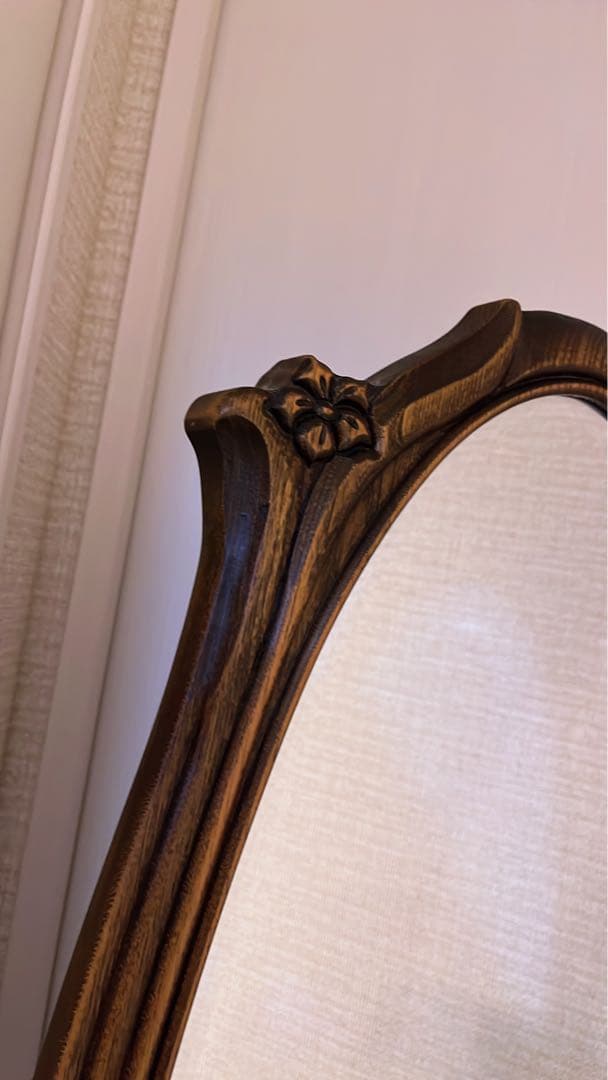 昭和レトロ 松永工房 カンティーニュ 木製姿見 全身鏡 スタンドミラー 古家具