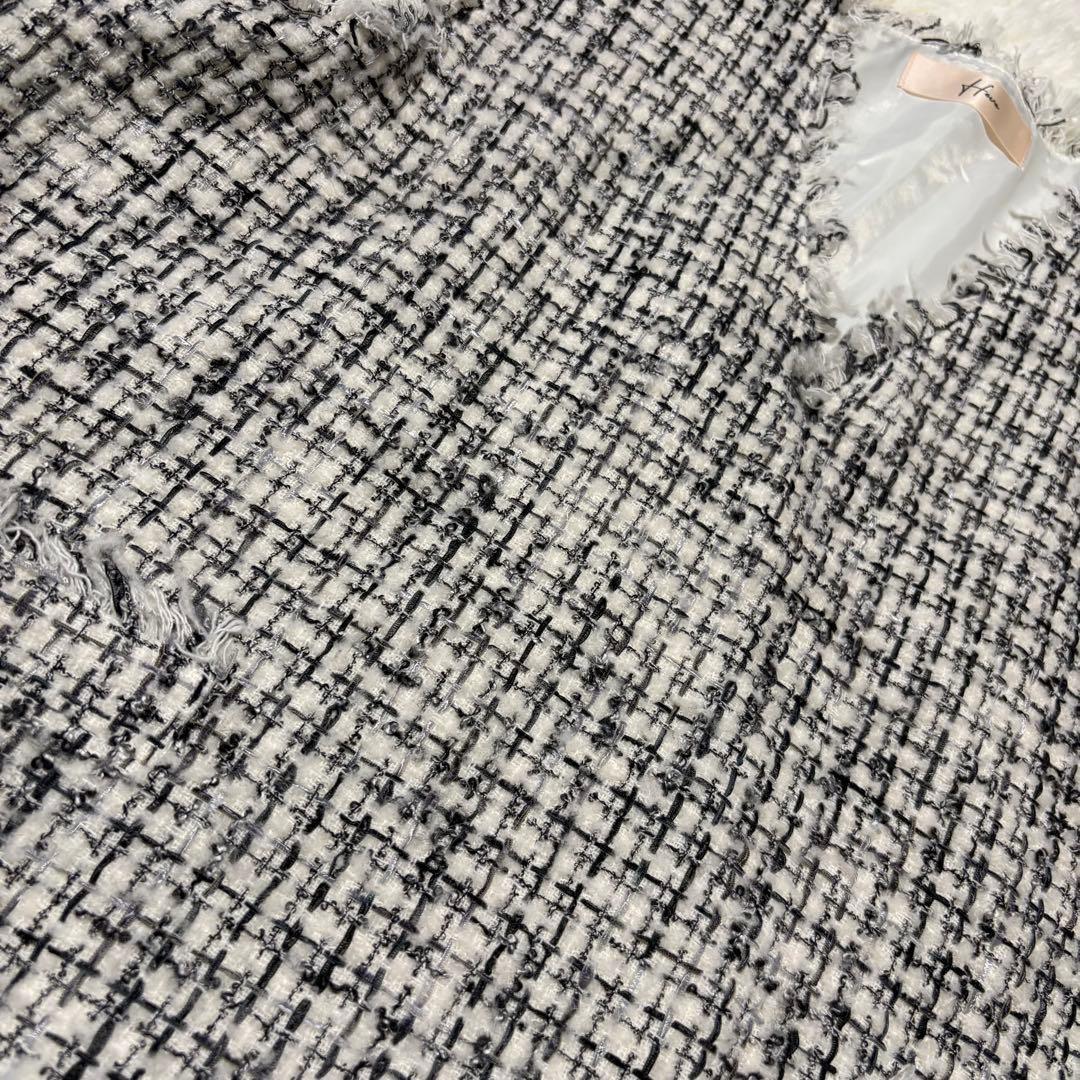 heve ヘイブ ツイードジレ ホワイト ベスト フリンジ Vネック