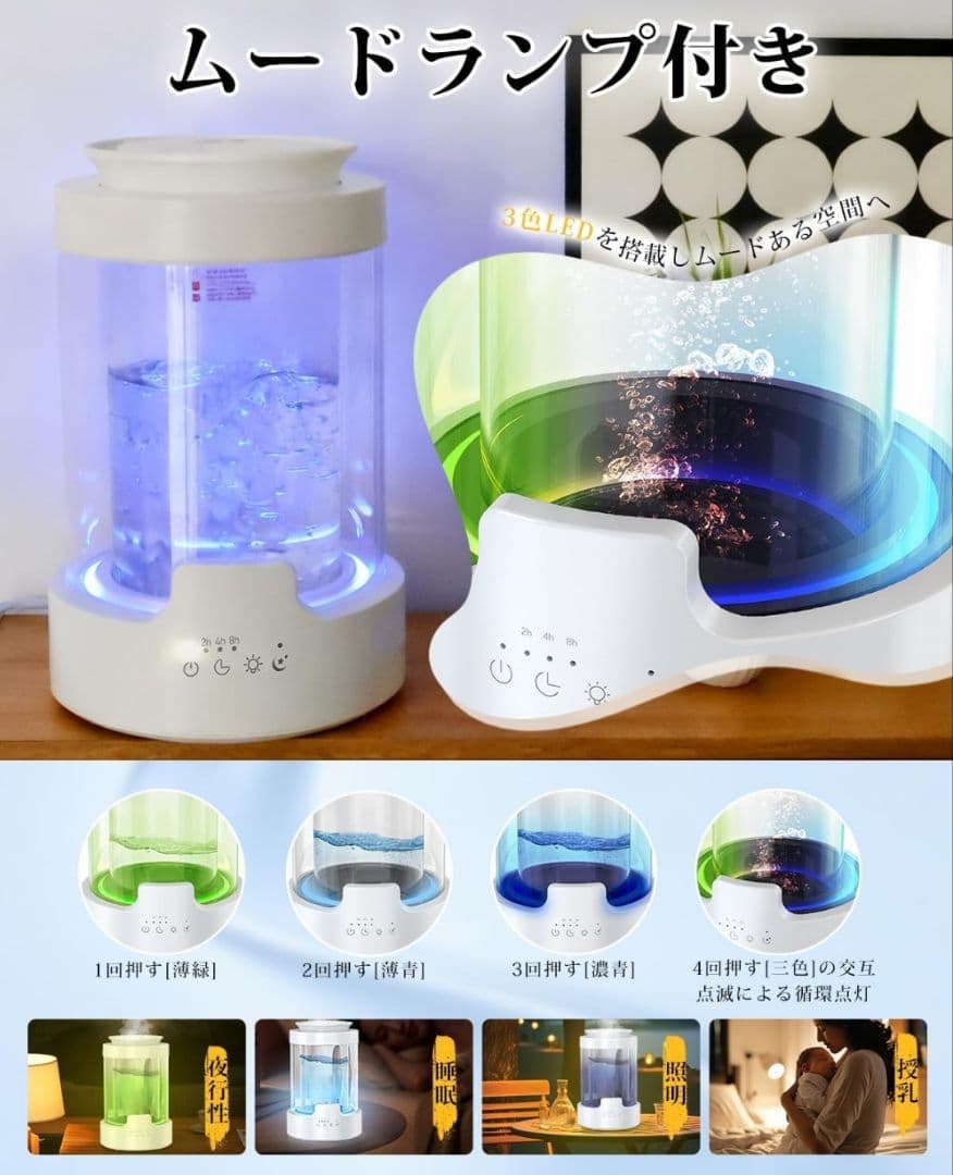 JUUE　加湿器 スチーム式 加熱式 3L ガラス 100℃沸騰