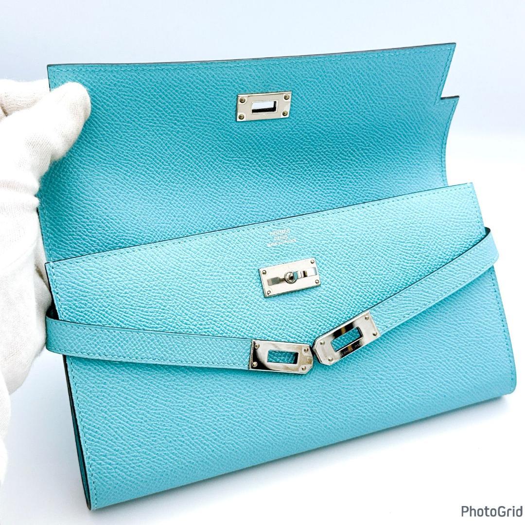 エルメス　ケリーウォレット　ブルーセレスト　X刻印　長財布　プレゼント