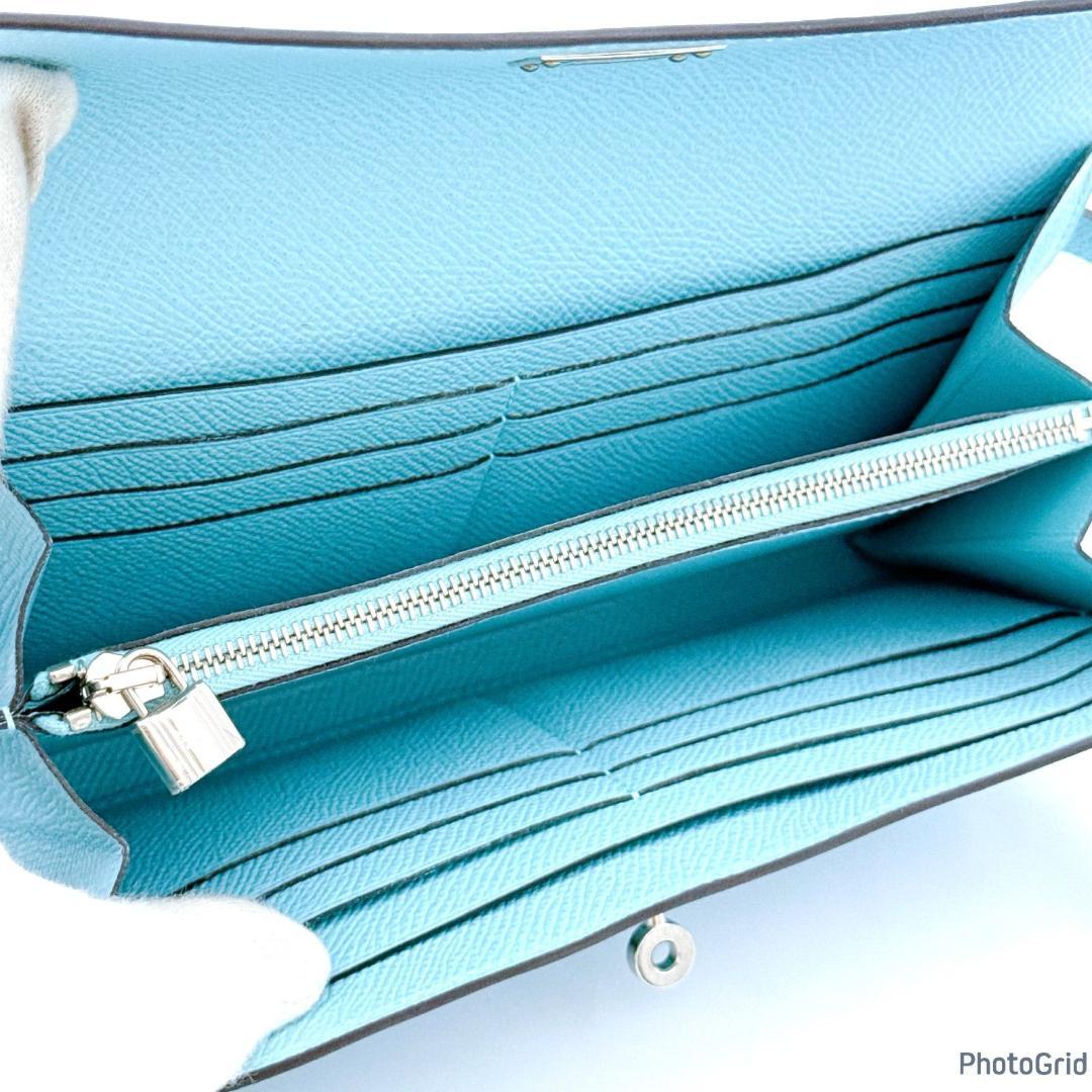 エルメス　ケリーウォレット　ブルーセレスト　X刻印　長財布　プレゼント