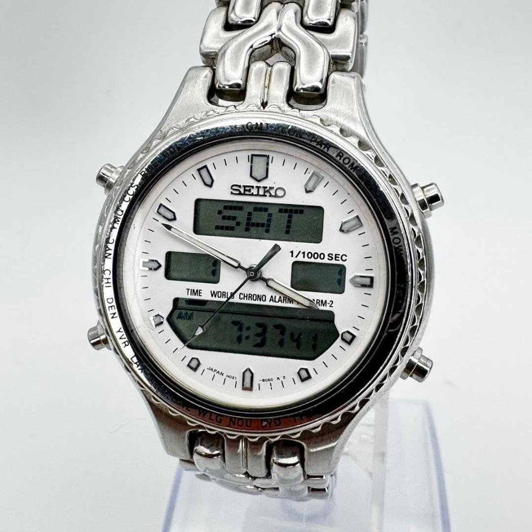 SEIKO セイコー メタルバンド シルバー デジアナ アラーム 腕時計
