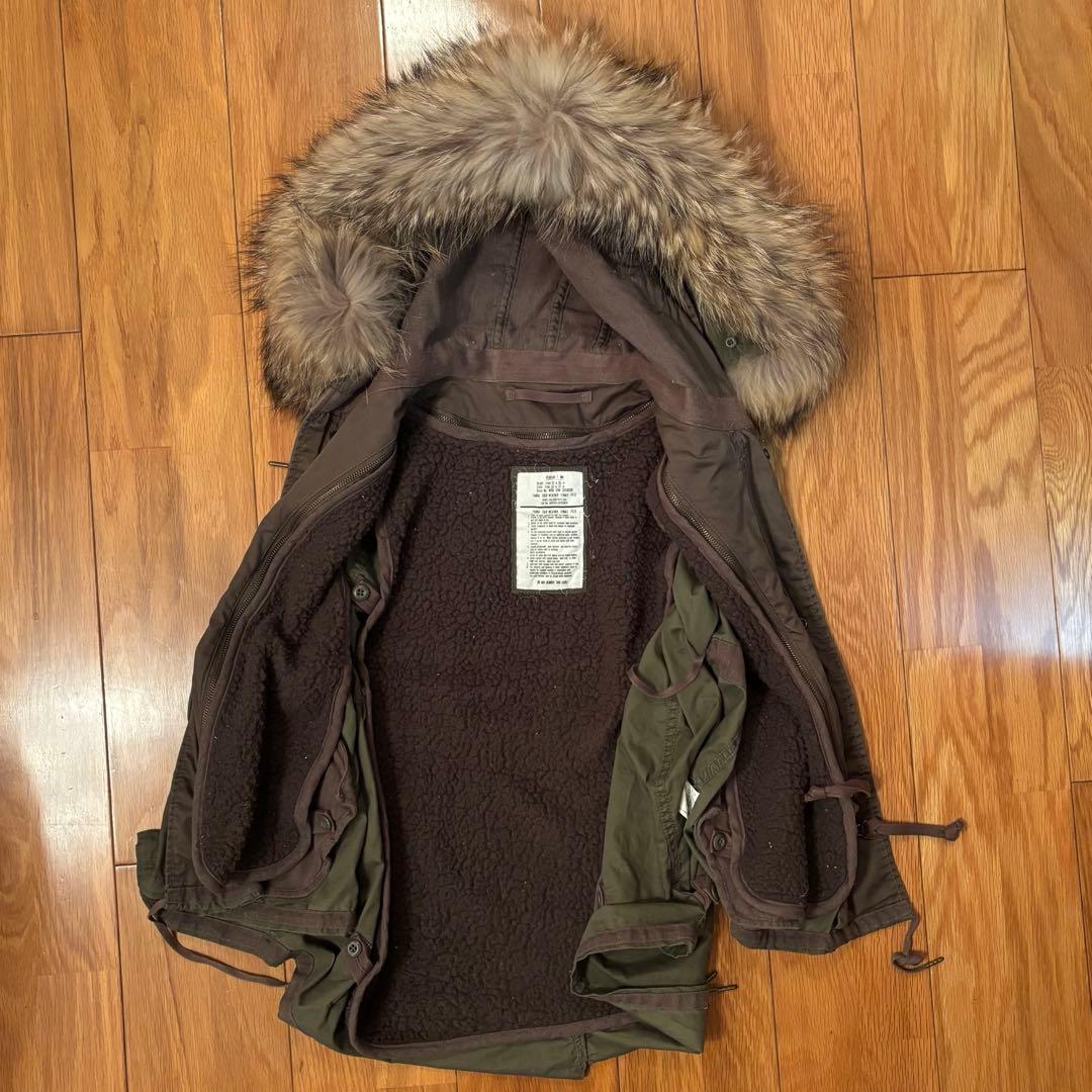 goa ミリタリー ポンチョ ファー ラクーン y2k グランジ 3way