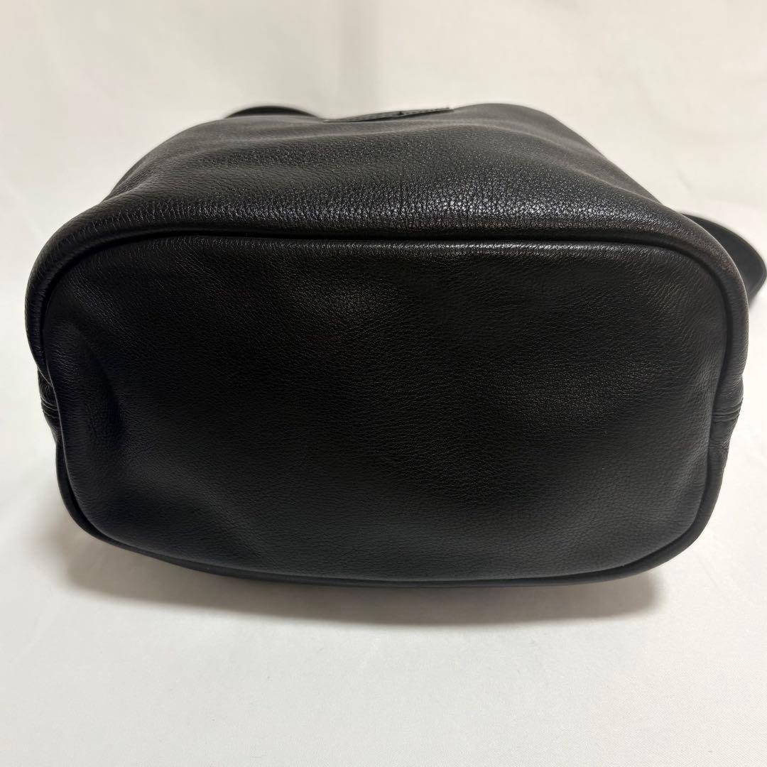 希少 ロンシャン 巾着 ショルダーバック レザー ロゴ 馬 斜めがけ ブラック