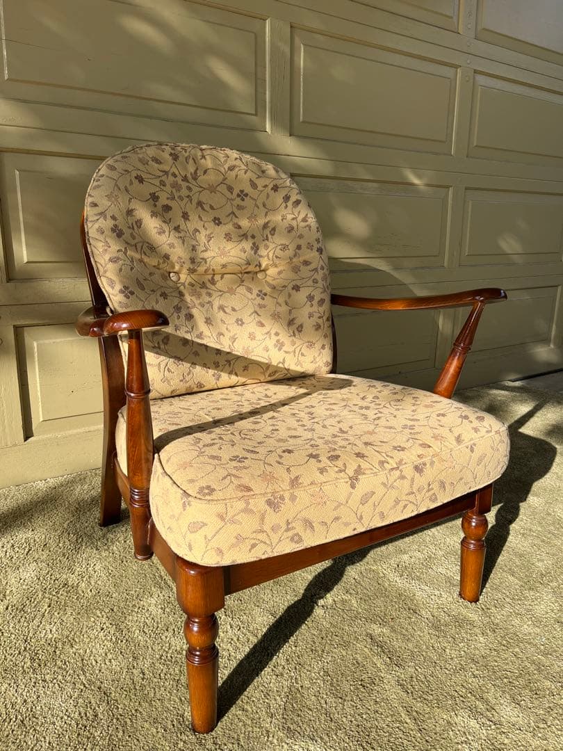 karimoku カリモク 1人掛けソファー 花柄 レトロ 高級家具