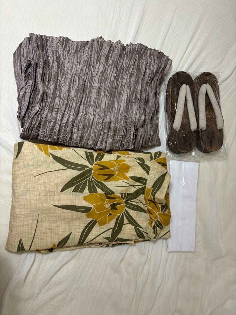 浴衣館グレース　こだわり浴衣５点セット（イエロー系）