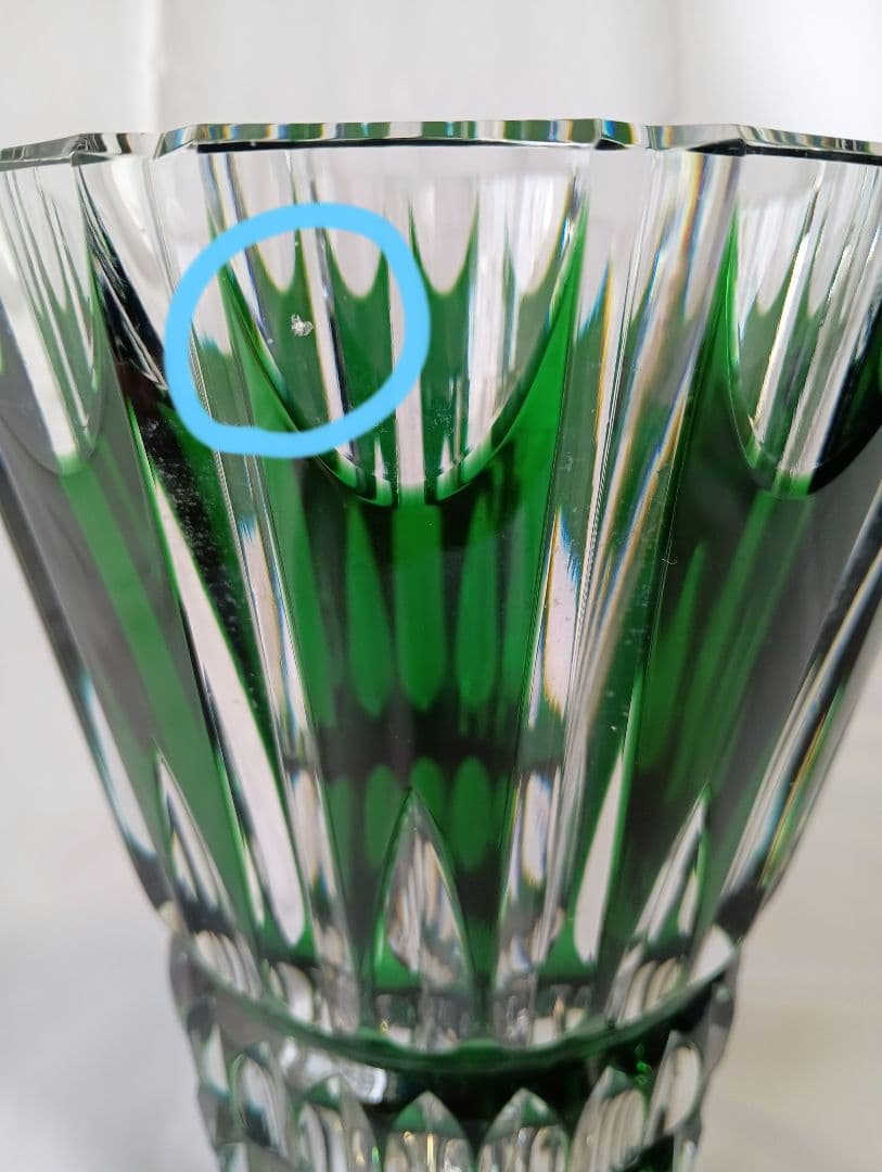 【最高級クリスタル】サンルイクリスタル　花瓶　フラワーベース　グリーン