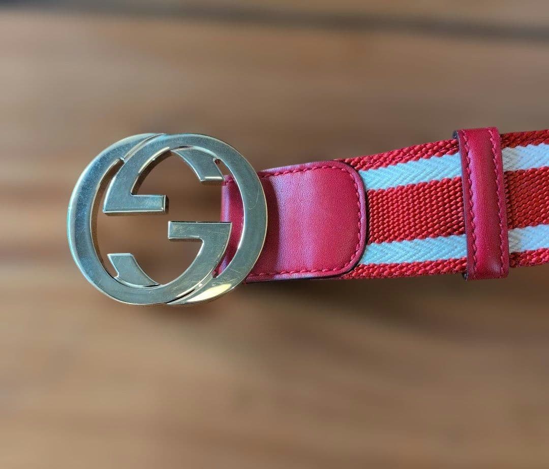 GUCCI レッド ストライプ ベルト