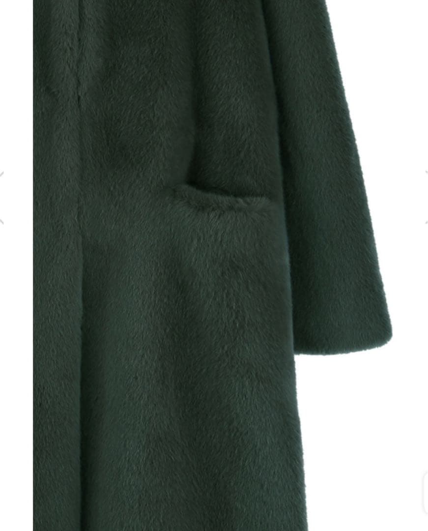 レモンプレット　ダークグリーン フード付きファーコート