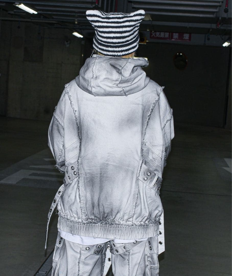 『REFLEM/レフレム』顔料加工ハイネックデニムパーカー ホワイト