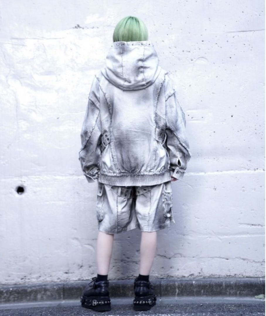 『REFLEM/レフレム』顔料加工ハイネックデニムパーカー ホワイト