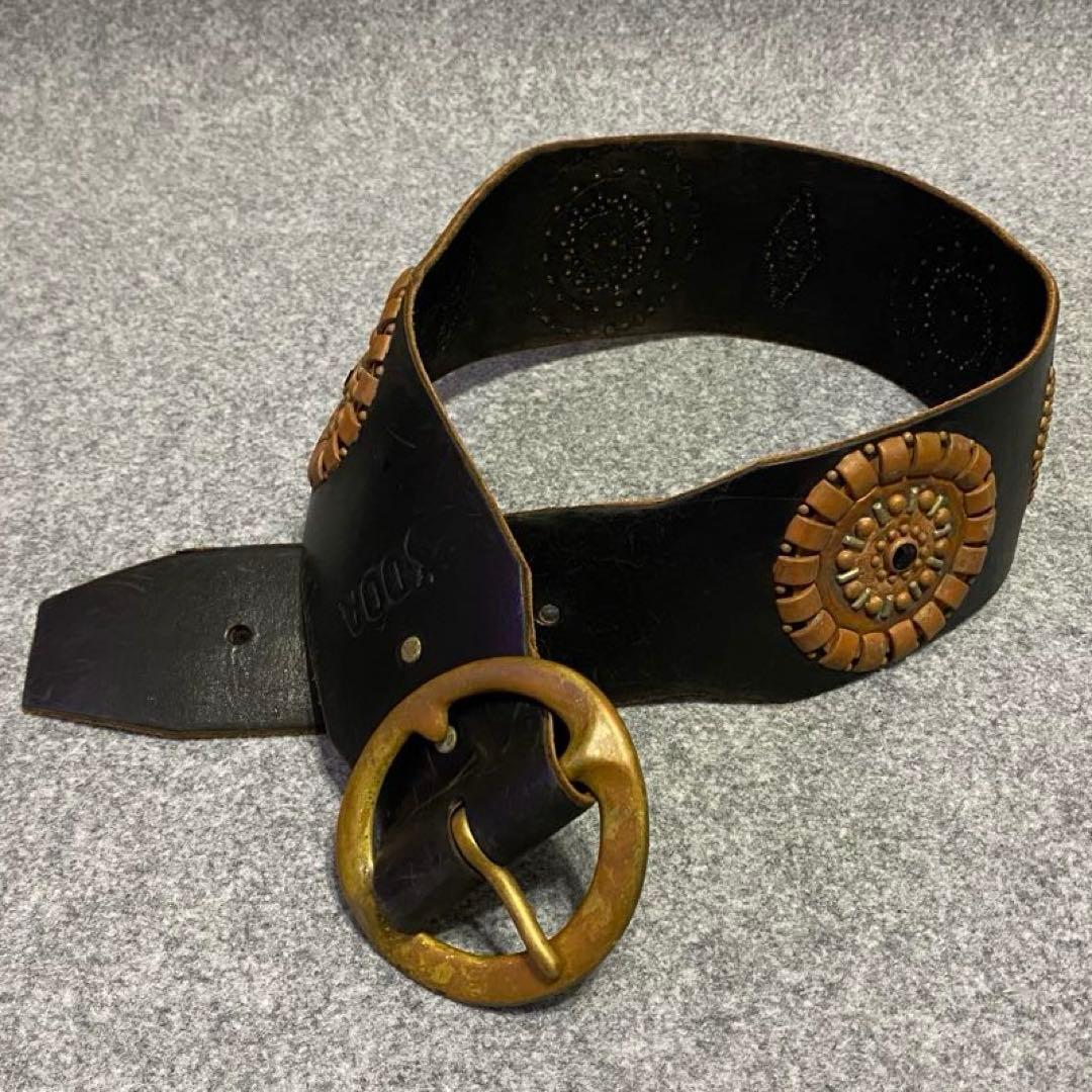 D.O.A DOA HTC ヴィンテージ スタッズ ワイド レザー ベルト 36