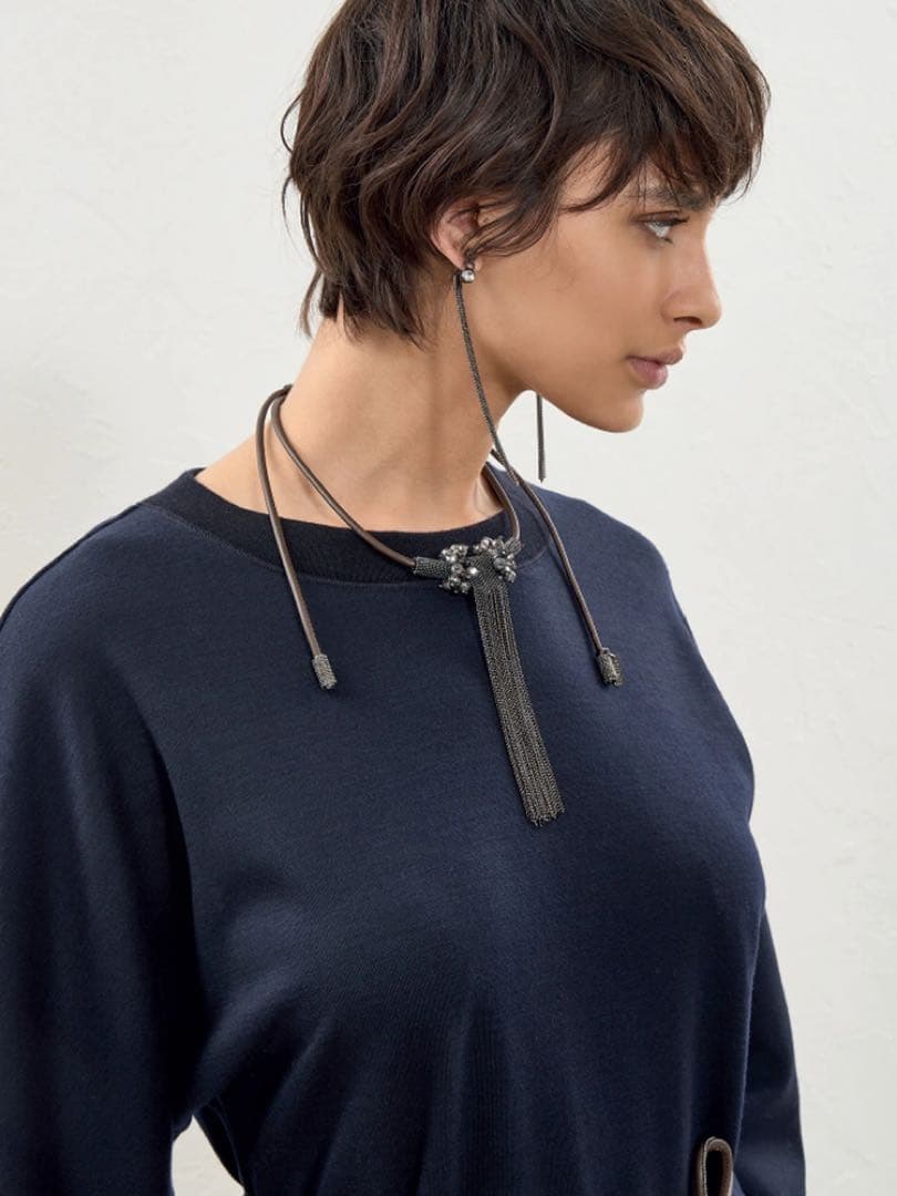 PESERICO ペゼリコ　ウールコットンジャージーニットベルト付きワンピース