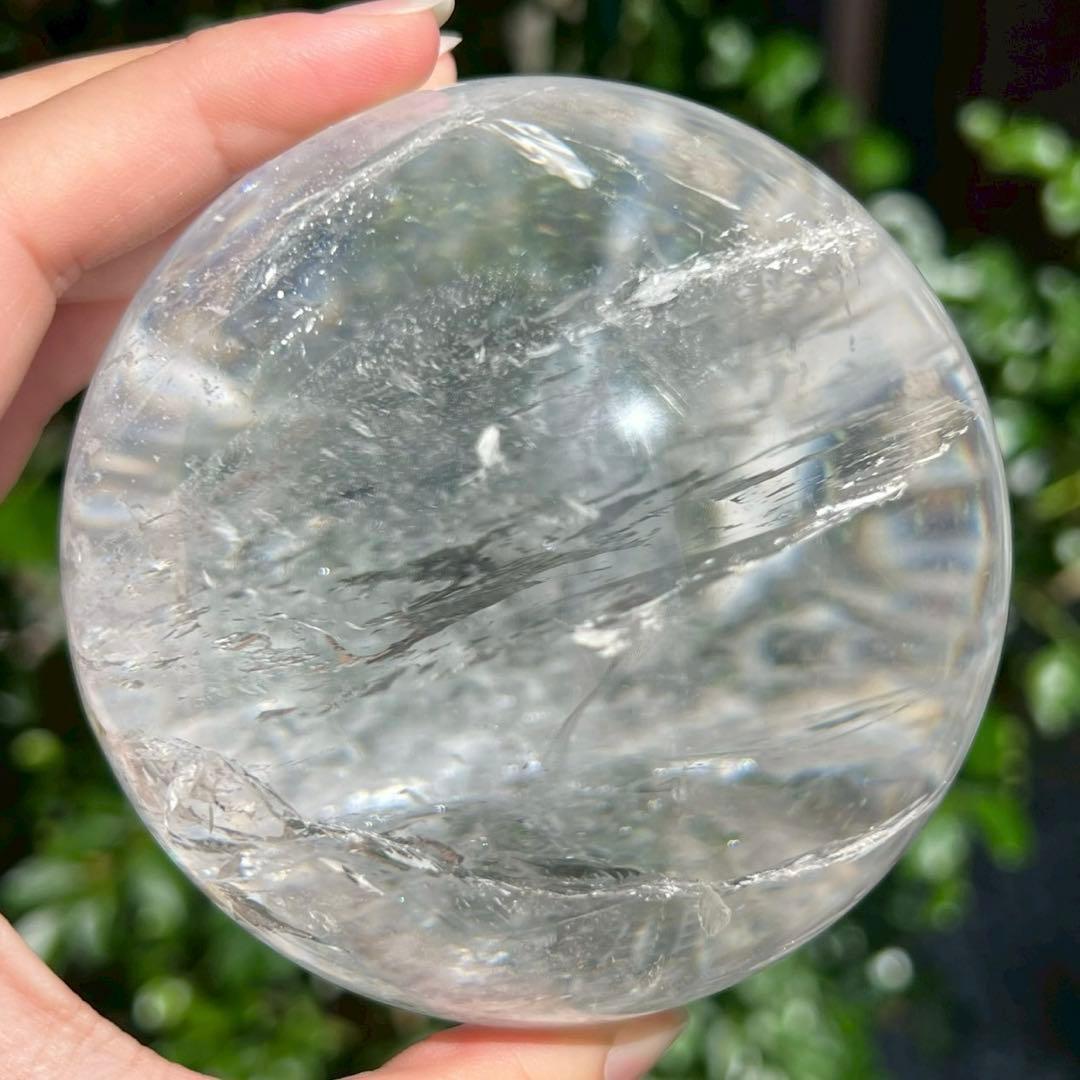 ✳️☆逸品☆透明度とギラギラ煌めくクラックと虹‼️✨レインボー 水晶 丸玉 天然石