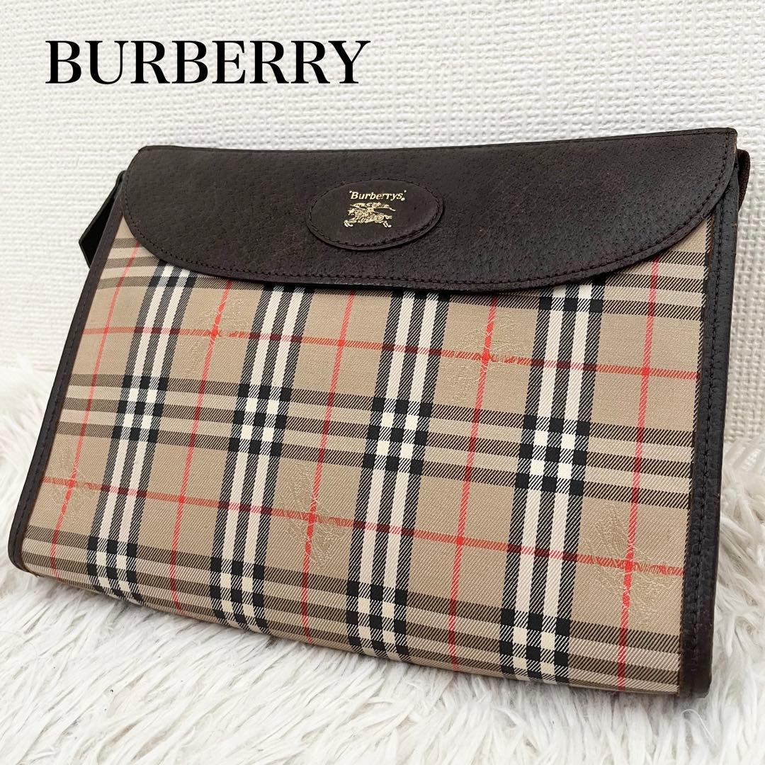 ✨極美品✨バーバリー　クラッチバッグ　小物入れ　ノバチェック　フラップ
