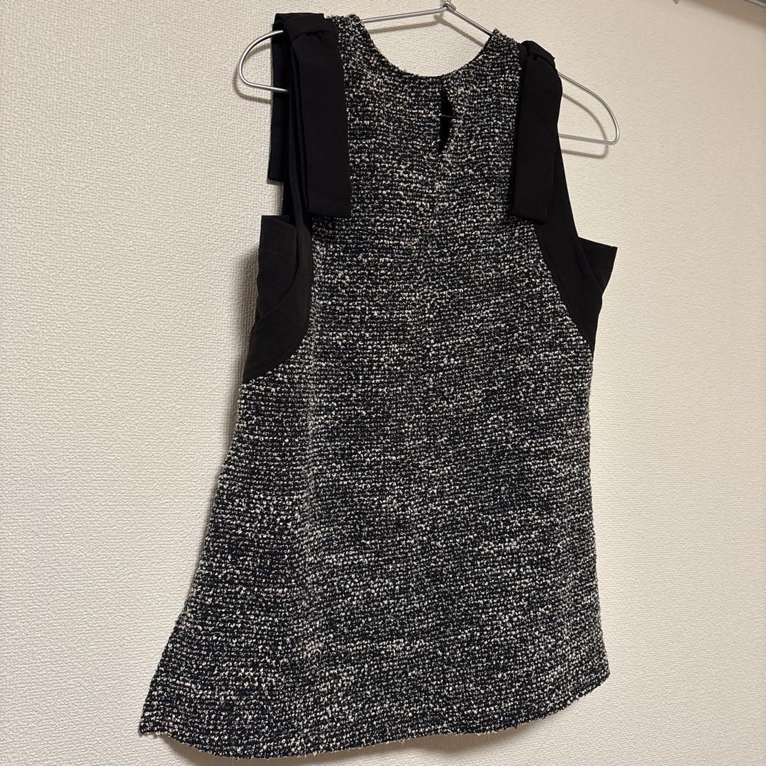 FRAY I.D フレイアイディー　ショルダーリボンブークレチュニック　ブラック