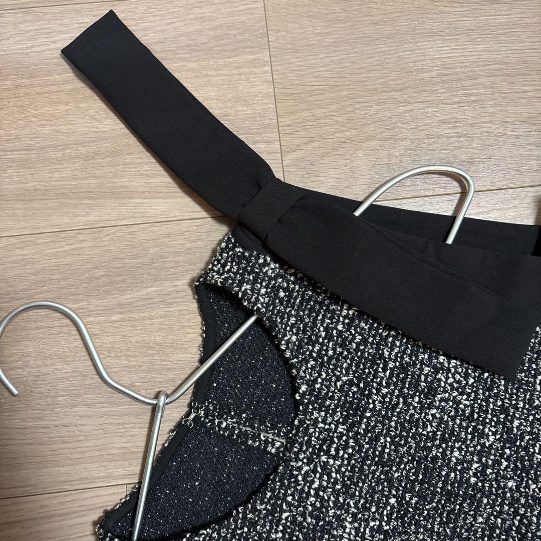 FRAY I.D フレイアイディー　ショルダーリボンブークレチュニック　ブラック