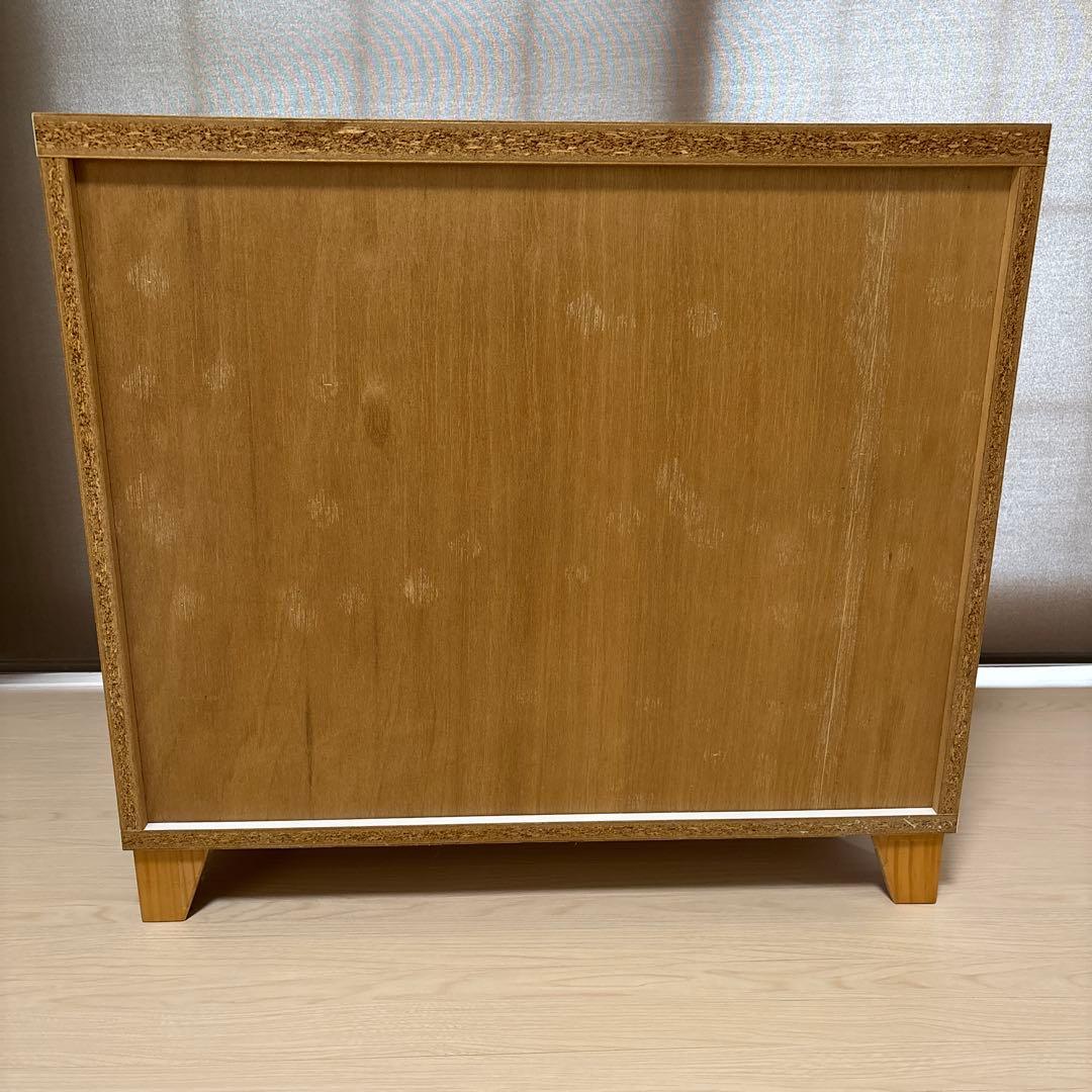 モモナチュラル ホワイト 3段チェスト 木製脚付き