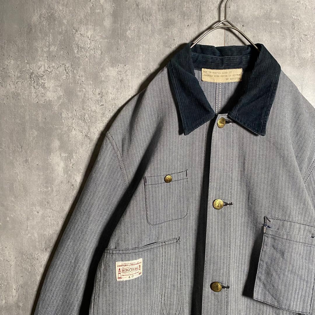 美品⭐️BONCOURA ボンクラ ショップコート ヘリンボーン 40 L相当